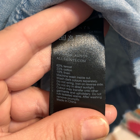 AllSaints Jura Denim Romper Light Wash Blue Size 6 - Picture 5 of 7